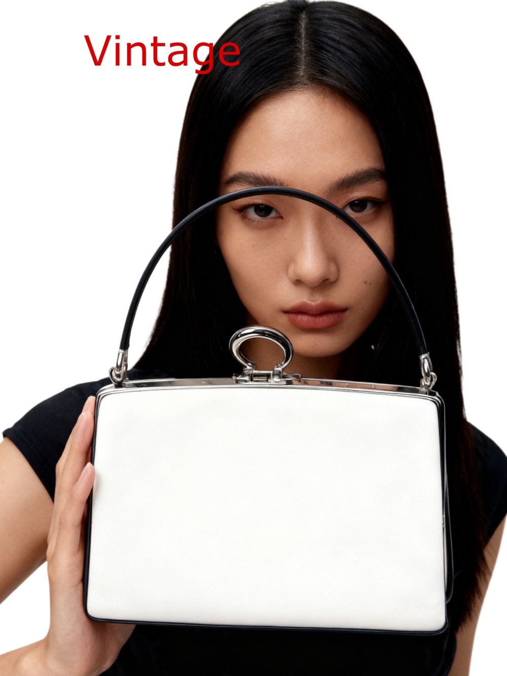 Vintage 1950 White Top-Handle Women’s Bag